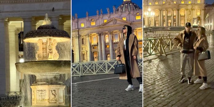 Wanda Nara y L-Gante ya están en Italia: el paseo nocturno por el Vaticano y la Fontana di Trevi